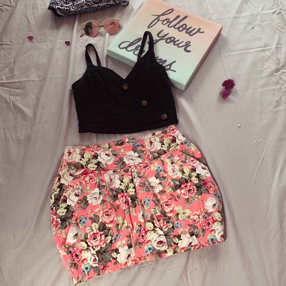 Casual Floral High Rice pencil skirt 🌷🌹